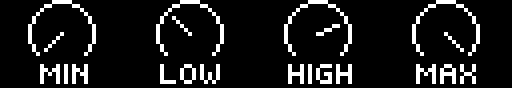 Knob — a continuous value, swept from minimum to maximum.